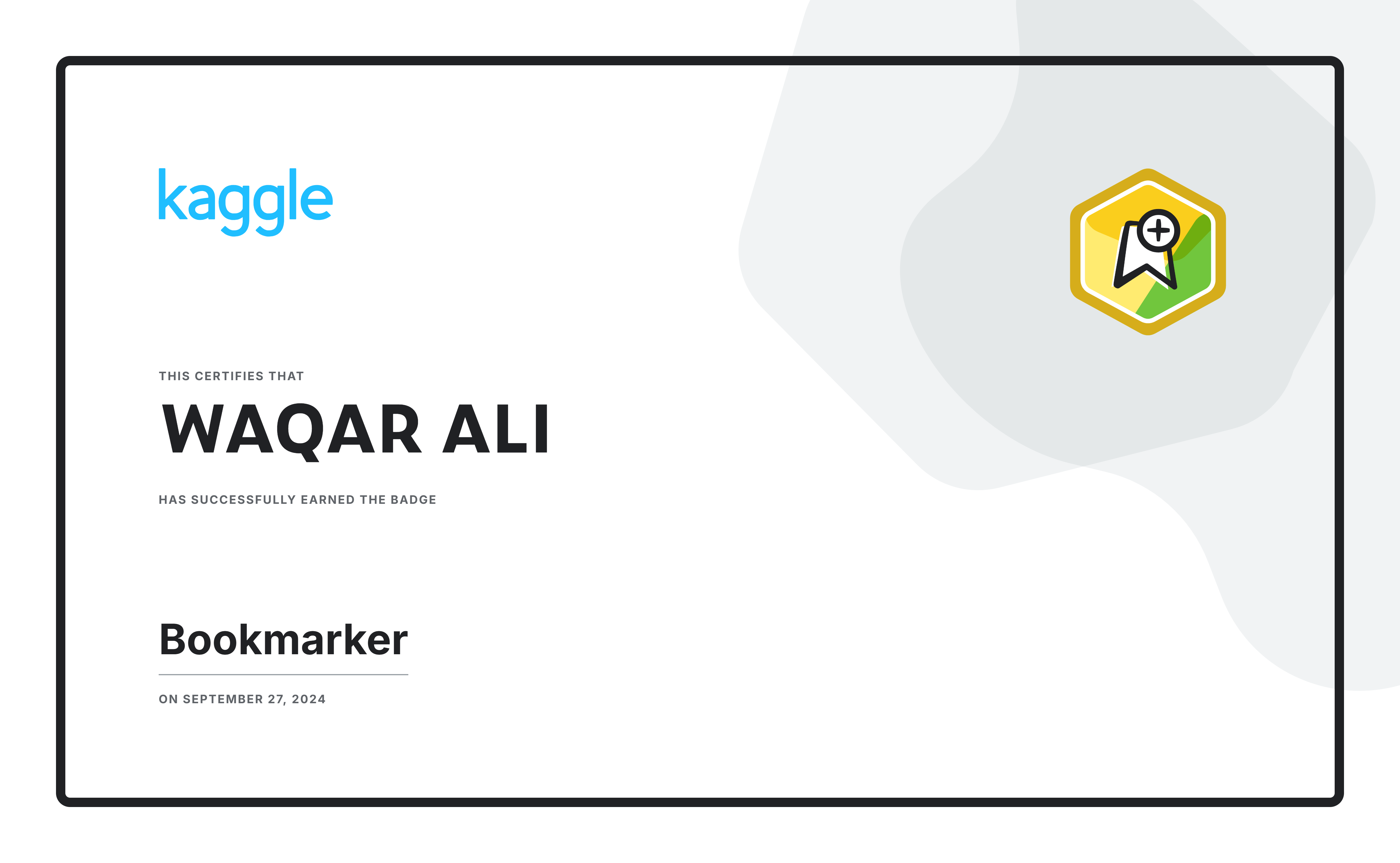 Kaggle Bookmarker badge